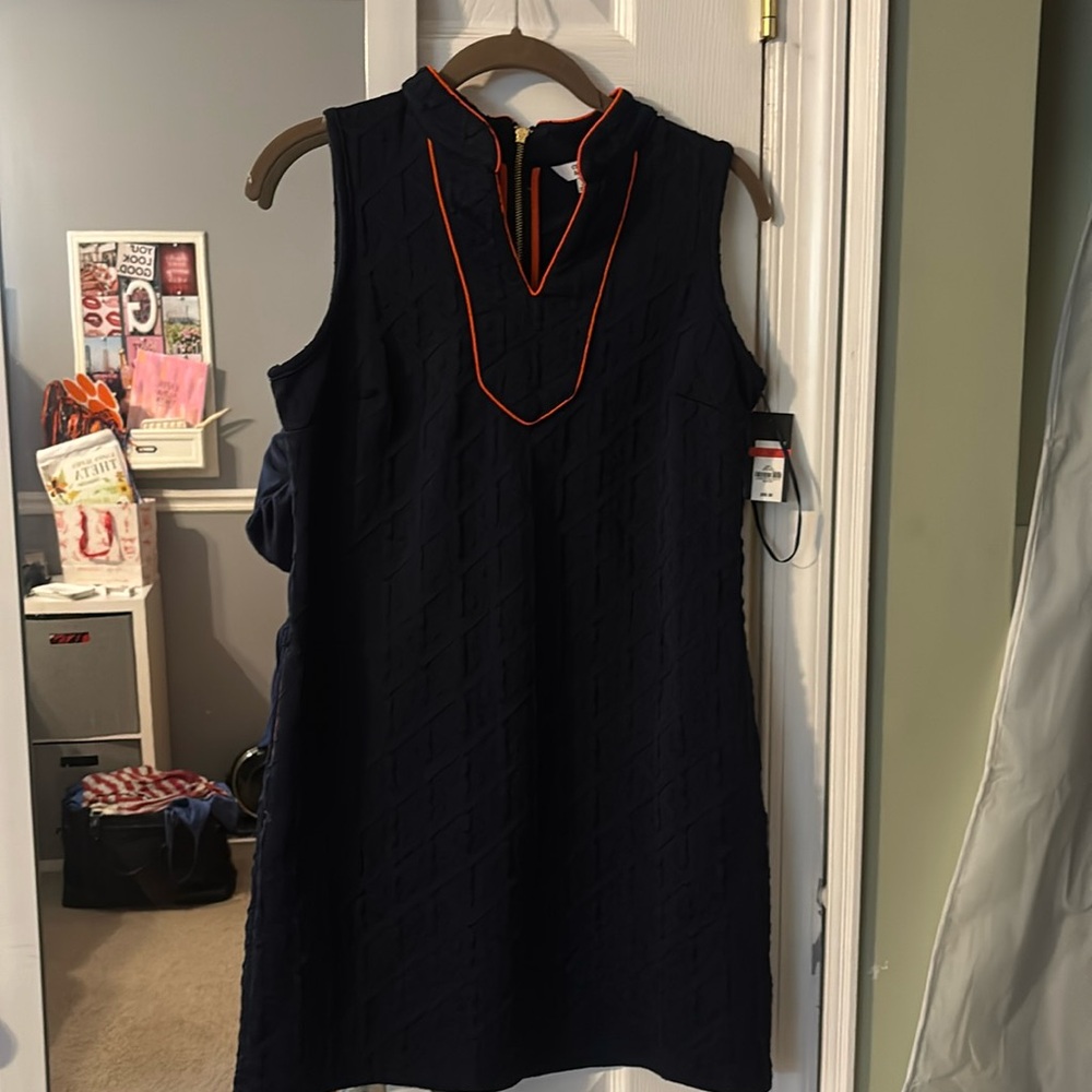 New with tags Crown & Ivy navy dress with orange detail xsmall